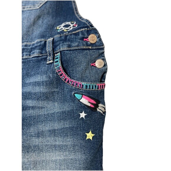 Jordache Girls Fringe Hem Shortalls With Science Themed Patches Size‎ XXL 18 - Picture 3 of 11